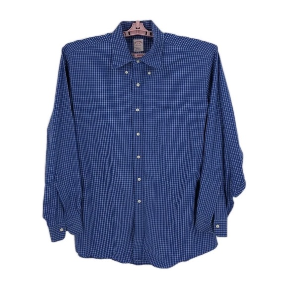 Brooks Brothers Other - Brooks Brothers Men's Blue White Check Cotton Long Sleeve Button Down 17-35